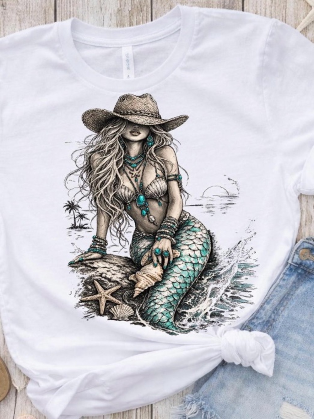 Coastal Cowgirl Mermaid Custom Graphic Tee
